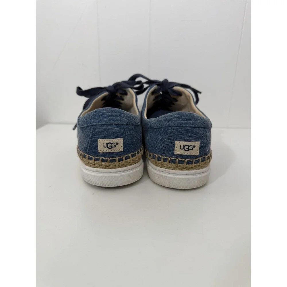 Ugg Eyan II Blue Espadrille Canvas Lace-Up Sneakers Shoes Womens Size 9 Preppy